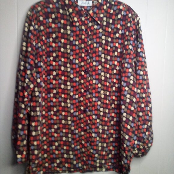 Selene Sport Blouse XL Button Up Long Sleeve Circles Colorful - Picture 12 of 14